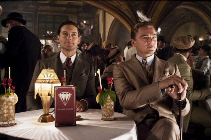 Tobey Maguire and Leonardo DiCaprio in their Brooks Brothers costumes.