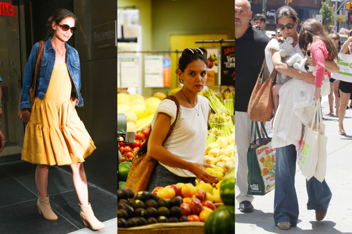 Katie Holmes at her lawyer's office and at Whole Foods.