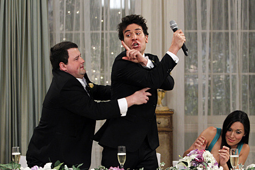 "The Best Man" -- Punchy (Chris Romanski) tries to save Ted (Josh Radnor) from making a classic Mosby wedding toast, on the seventh season premiere of HOW I MET YOUR MOTHER, Monday, Sept. 19 (8:00-8:30 PM, ET/PT) on the CBS Television Network.
Photo: Cliff Lipson/CBS
©2011 CBS Broadcasting Inc. All Rights Reserved.
