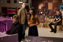 GLEE: Rachel (Lea Michele) performs in the choir room for Mr. Schuester (Matthew Morrison) in "The Purple Piano Project", the Season Three premiere episode of GLEE airing Tuesday, Sept. 20 (8:00-9:00 PM ET/PT) on FOX. ©2011 Fox Broadcasting Co. Cr: Adam Rose/FOX