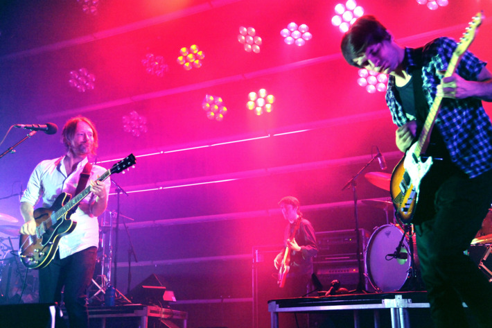 NEW YORK, NY - SEPTEMBER 28: Thom Yorke and Jonny Greenwood of Radiohead perform at Roseland Ballroom on September 28, 2011 in New York City. (Photo by Jeff Kravitz/FilmMagic)