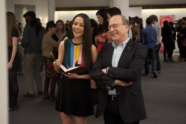 WORK OF ART: THE NEXT GREAT ARTIST -- Episode 103 "Make It Pop" -- Pictured: (l-r) China Chow, Jerry Saltz -- Photo by: David Giesbrecht/Bravo