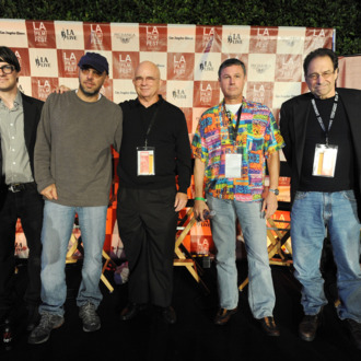 LOS ANGELES, CA - JUNE 21: (L-R) LA Times writer and Moderator Mark Olsen, Director Jose Padilha, writer Gerald Petievich, wrtier Robert Crais and writer David Milch attend the Poolside Chat: Your Gun and Your Badge during the 2011 Los Angeles Film Festival sponsored by the JW Marriott Los Angeles at L.A. LIVE on June 21, 2011 in Los Angeles, California. (Photo by Amanda Edwards/WireImage)