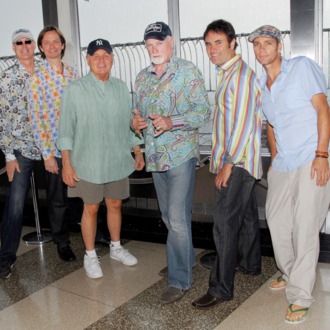 NEW YORK - JULY 29: (L-R) Randell Kirsch, Scott Totten, Bruce Johnston, Mike Love, Tim Bonhomme and Christian Love of the Beach Boys visit The Empire State Building on July 29, 2009 in New York City. (Photo by Alli Harvey/Getty Images) *** Local Caption *** Christian Love;Randell Kirsch;Scott Totten;Bruce Johnston;Mike Love;Tim Bonhomme