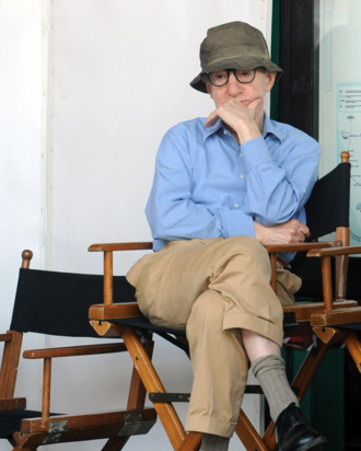 TO GO WITH AFP STORY US film director Woody Allen reacts on the set of his new film The Bop Decameron at Rome's Termini train station on July 14, 2011. The movie, being shot in several locations of the Italian capitaml, will be a comedy inspired by Giovenni Boccacio's The Decameron. AFP PHOTO / TIZIANA FABI (Photo credit should read TIZIANA FABI/AFP/Getty Images)