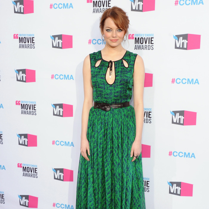Actress Emma Stone arrives at the 17th Annual Critics Choice Movie Awards at The Hollywood Palladium on January 12, 2012 in Los Angeles, California.