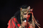 M.I.A. performs during the Bridgestone Super Bowl XLVI Halftime Show