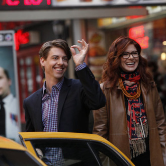 SMASH -- Pilot -- Pictured: (l-r) Christian Borle as Tom Levitt, Debra Messing as Julia Houston-- Photo by: Will Hart/NBC