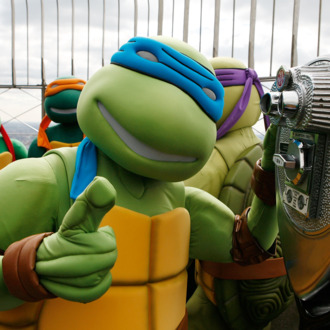 NEW YORK - APRIL 23: Teenage Mutant Ninja Turtle Leonardo during the lighting of the Empire State Building green to celebrate their 25th Anniversary on April 23, 2009 in New York City. (Photo by Amy Sussman/Getty Images) *** Local Caption *** Leonardo