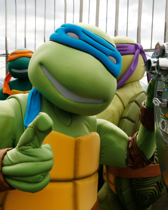 NEW YORK - APRIL 23: Teenage Mutant Ninja Turtle Leonardo during the lighting of the Empire State Building green to celebrate their 25th Anniversary on April 23, 2009 in New York City. (Photo by Amy Sussman/Getty Images) *** Local Caption *** Leonardo