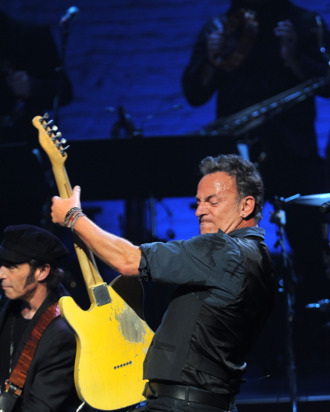 NEW YORK, NY - MARCH 09: Bruce Springsteen performs during SiriusXM's concert celebrating 10 years of satellite radio at The Apollo Theater on March 9, 2012 in New York City. (Photo by Larry Busacca/Getty Images)