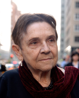 American poet, essayist and feminist Adrienne Rich outside the Warwick Hotel on November 17, 2006