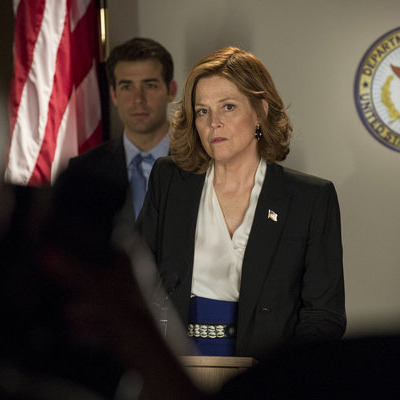 POLITICAL ANIMALS -- Pilot -- Pictured: (l-r) James Wolk as Doug Hammond, Sigourney Weaver as Elaine Barrish