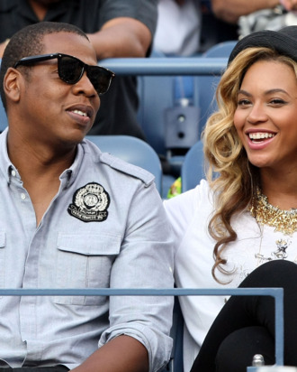 NEW YORK, NY - SEPTEMBER 12: Recording artists Jay-Z and Beyonce watch Rafael Nadal of Spain and Novak Djokovic of Serbia play during the Men's Final on Day Fifteen of the 2011 US Open at the USTA Billie Jean King National Tennis Center on September 12, 2011 in the Flushing neighborhood of the Queens borough of New York City. (Photo by Al Bello/Getty Images)