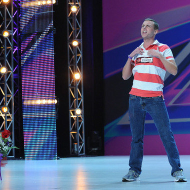 Patrick Ford dances on stage at the auditions for THE X FACTOR in Providence, RI.