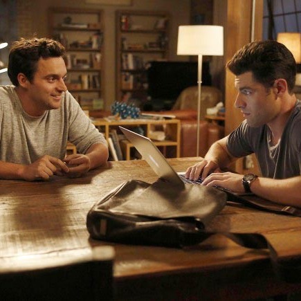 NEW GIRL: Nick (Jake Johnson, L) and Schmidt (Max Greenfield, R) discuss their friendship in the