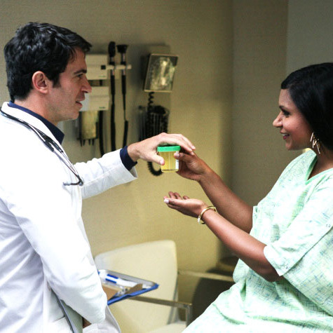 THE MINDY PROJECT: Danny (Chris Messina, L) gives Mindy (Mindy Kaling, R) an exam on an all-new