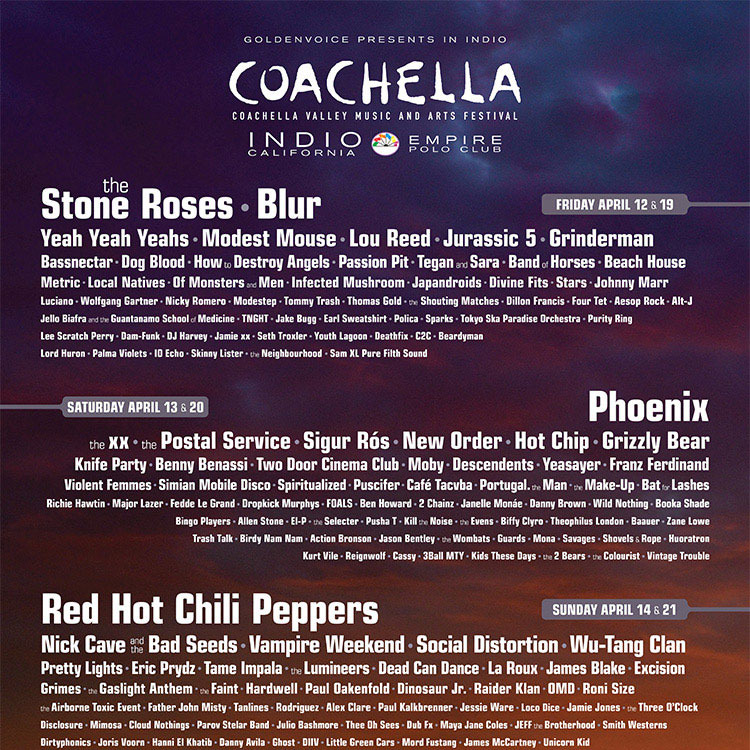 Coachella Lineup: Blur, Phoenix, Stone Roses -- Vulture