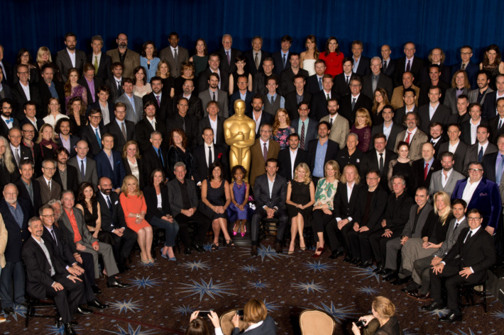 Nominees for the 85th Academy Awards? pose for a group photo at the Academy of Motion Picture Arts and Sciences' Oscar? Nominees Luncheon in Beverly Hills, California, Monday, February 4, 2013. The 85th Academy Awards will be presented on Sunday, February 24, 2013 at the Kodak Theatre at Hollywood & Highland Center?, and televised live by the ABC Television Network