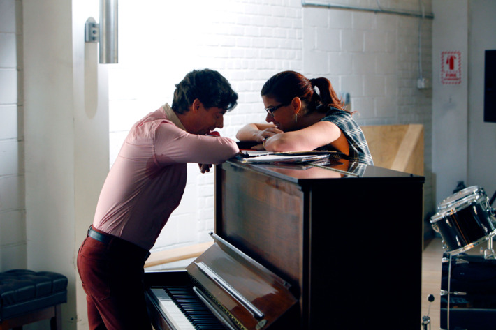 SMASH -- "The Dramaturg" Episode 203 -- Pictured: (l-r) Christian Borle as Tom Levitt, Debra Messing as Julia Houston
