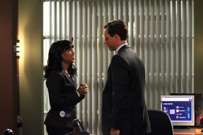 SCANDAL - "Nobody Likes Babies" - As David uncovers the truth about the Cytron case, things come to a head for Olivia, Cyrus, Mellie, Hollis and Verna. Backed into a corner, the five conspirators go to extremes and, in some cases, unconscionable lengths to protect themselves and/or the ones they love, on ABC's "Scandal," THURSDAY, FEBRUARY 7 (10:02-11:00 p.m., ET) on the ABC Television Network. (ABC/RICHARD CARTWRIGHT)KERRY WASHINGTON, TONY GOLDWYN