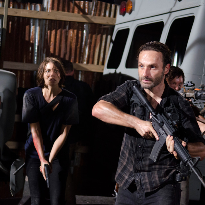 Maggie Greene (Lauren Cohan), Rick Grimes (Andrew Lincoln) and Daryl Dixon (Norman Reedus) - The Walking Dead - Season 3, Episode 9