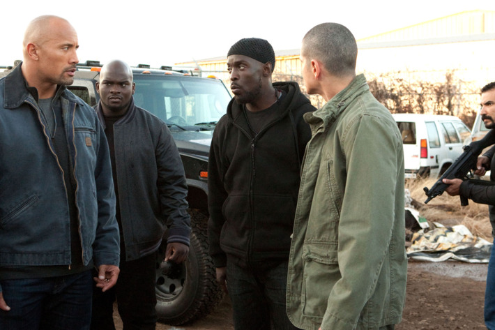 (L to R) DWAYNE JOHNSON, SHUN HAGINS, MICHAEL WILSON, JAIME MEDELES and FERNANDEZ OSVALDO star in SNITCH
