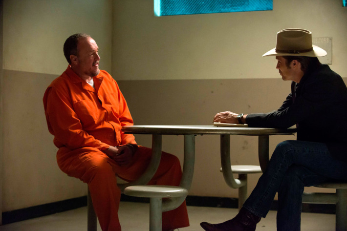 JUSTIFIED -- Outlaw -- Episode 8 (Airs Tuesday, February 26, 10:00 pm e/p) -- Pictured: (L-R) Brent Sexton as Hunter Mosley, Timothy Olyphant as Deputy U.S. Marshal Raylan Givens
