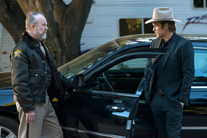 JUSTIFIED -- The Hatchet Tour -- Episode 9 (Airs Tuesday, March 5, 10:00 pm e/p) -- Pictured: (L-R) Jim Beaver as Shelby Parlow, Timothy Olyphant as Deputy U.S. Marshal Raylan Givens