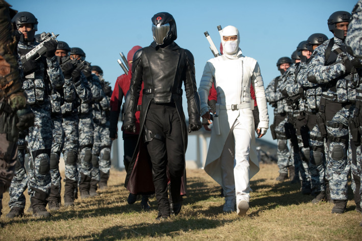 Center left to right: Luke Bracey plays Cobra Commander and Byung-Hun Lee plays Storm Shadow in G.I. JOE: RETALIATION, from Paramount Pictures, MGM, and Skydance Productions.
GR-17487