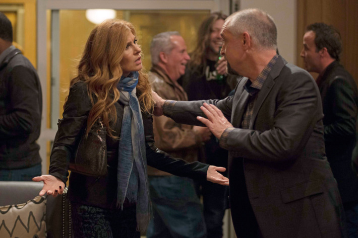 NASHVILLE - "I Saw the Light" - Rayna takes her children and sister with her on tour in NYC, but Rayna doesn't like the influence Juliette is having on her daughters. Meanwhile Dante gives Juliette some career guidance that helps her see him in a whole new way; Deacon's feelings for Stacey force him to reconsider his life on the road; a hunky new neighbor, Will (Chris Carmack), befriends Gunnar and Scarlett; Gunnar is thrown by Scarlett's hiding information from him; Lamar threatens Peggy; and Avery jeopardizes his own future, on "Nashville," WEDNESDAY, APRIL 3 (10:00-11:00 p.m. ET) on the ABC Television Network. (ABC/Katherine Bomboy-Thornton)
CONNIE BRITTON, ED AMATRUDO