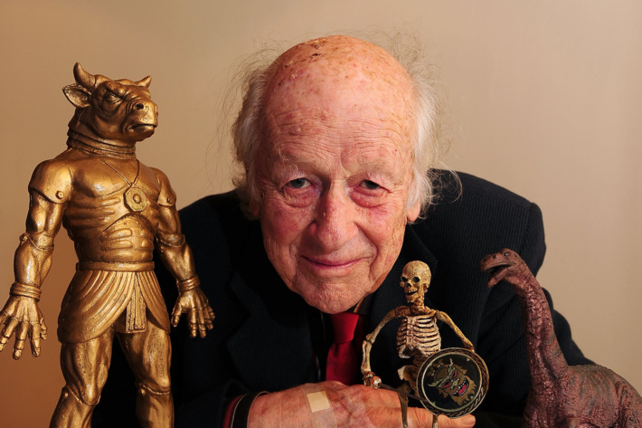 Academy Award winning producer and special effects wizard Ray Harryhausen is pictured with some of his "creatures" in advance of a special 'In Person' Q&A session on day eight of the Edinburgh International Film Festvial inside Cineworld cinema on June 25, 2008 in Edinburgh, Scotland.