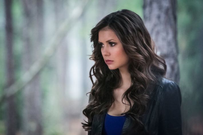 The Vampire Diaries -- "The Walking Dead" -- Pictured: Nina Dobrev as Katherine -- Image Number: VD422b_0246r.jpg -- Photo: Tina Rowden/The CW -- © 2013 The CW Network, LLC. All rights reserved.