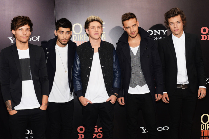 Louis Tomlinson, Zayn Malik, Niall Horan, Liam Payne and Harry Styles attend the world premiere of "One Direction: This Is Us" at the Ziegfeld Theater on August 26, 2013 in New York City.