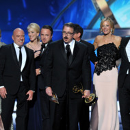 Vince Gilligan, center, and the cast and crew of