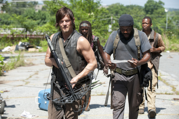 Daryl Dixon (Norman Reedus), Michonne (Danai Gurira), Tyreese (Chad Coleman) and Bob (Lawrence Gilliard Jr.) - The Walking Dead