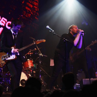 Bryce Dessner (L) and Matt Berninger of The National perform at the Opening Night After Party and Performance during the 2013 Tribeca Film Festival on April 17, 2013 in New York City.