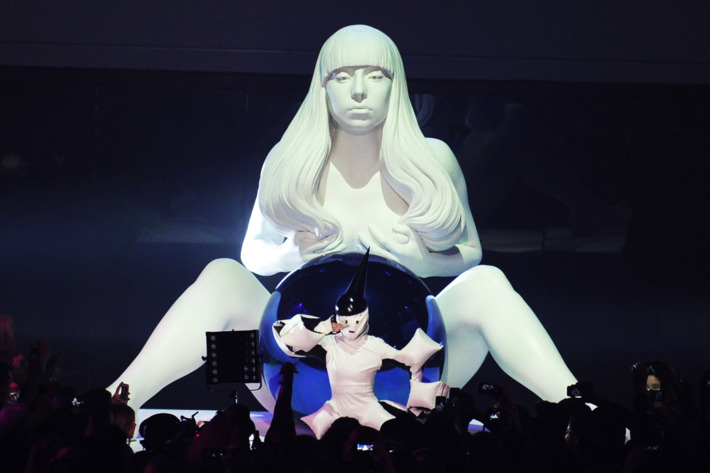 BROOKLYN, NY - NOVEMBER 10: Lady Gaga performs at artRave on November 10, 2013 in Brooklyn, New York. (Photo by Bryan Bedder/Getty Images for Benjamin Rollins Caldwell)