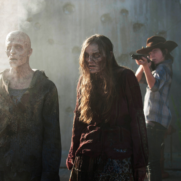 Walker and Carl Grimes (Chandler Riggs) - The Walking Dead _ Season 4, Episode 8 - Photo Credit: Gene Page/AMC
