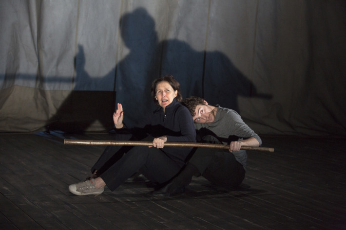 Photo: Performers:
Fiona Shaw
Daniel Hay-Gordon
in "The Rime of the Ancient Mariner"
By Samuel Taylor Coleridge
Directed by Phyllida Lloyd; dress rehearsal photographed; Tuesday, December 10, 2013; 2:00 PM at the BAM Harvey Theater; Brooklyn Academy of Music, NYC;
Photograph: ? 2013 Richard Termine
PHOTO CREDIT - Richard Termine