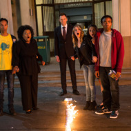 COMMUNITY -- "Repilot" Episode 501 -- Pictured: (l-r) Danny Pudi as Abed, Yvette Nicole Brown as Shirley, Joel McHale as Jeff Winger, Gillian Jacobs as Britta, Alison Brie as Annie, Donald Glover as Troy -- (Photo by: Justin Lubin/NBC)