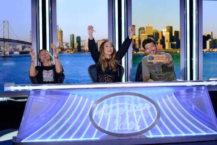 AMERICAN IDOL XIII: San Francisco Auditions: L-R: Judges Keith Urban, Jennifer Lopez and Harry Connick, Jr. on AMERICAN IDOL XIII airing Thursday, Jan. 16 (8:00-10:00 PM ET/PT) on FOX. CR: Michael Becker / FOX