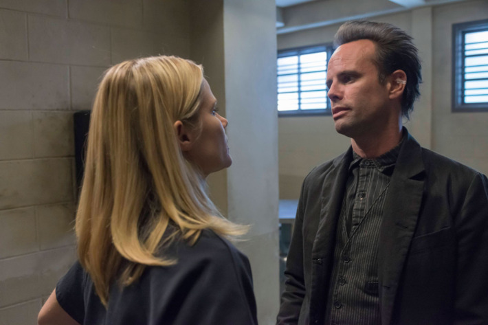 JUSTIFIED -- Good Intentions -- Episode 503 (Airs Tuesday, January 214, 10:00 pm e/p) -- Pictured: (L-R) Joelle Carter as Ava Crowder, Walton Goggins as Boyd Crowder -- CR: Prashant Gupta/FX