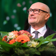 STUTTGART, GERMANY - NOVEMBER 21: Phil Collins is seen on the stage after the Stuttgart Premiere of the musical 'Tarzan' at Stage Apollo Theater on November 21, 2013 in Stuttgart, Germany. (Photo by Thomas Niedermueller/Getty Images)
