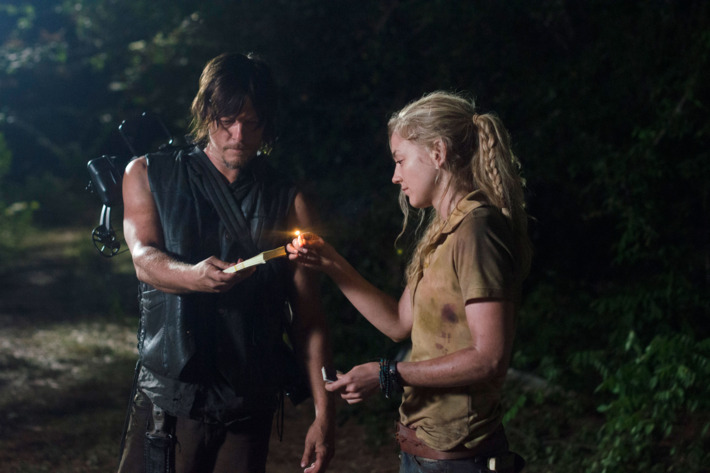 Daryl Dixon (Norman Reedus) and Beth Greene (Emily Kinney) - The Walking Dead _ Season 4, Episode 12 - Photo Credit: Gene Page/AMC