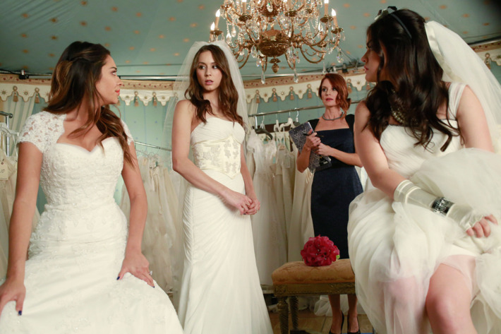 PRETTY LITTLE LIARS - "Unbridled" - With disturbing questions surrounding Mrs. DiLaurentis, the four girls participate in a charity bridal fashion show to try and get answers, in "Unbridled," an all-new episode of ABC Family's hit original series "Pretty Little Liars," airing Tuesday, March 11th.