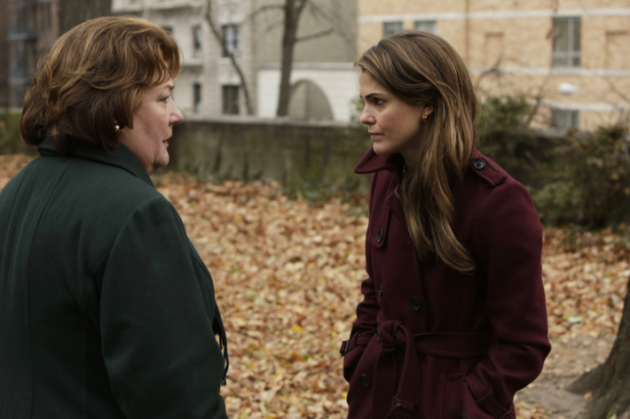 THE AMERICANS -- "A Little Night Music" -- Episode 4 (Airs Wednesday, March 19, 10:00 PM e/p) -- Pictured: (L-R) Margo Martindale as Claudia, Keri Russell as Elizabeth Jennings -- CR: Patrick Harbron/FX