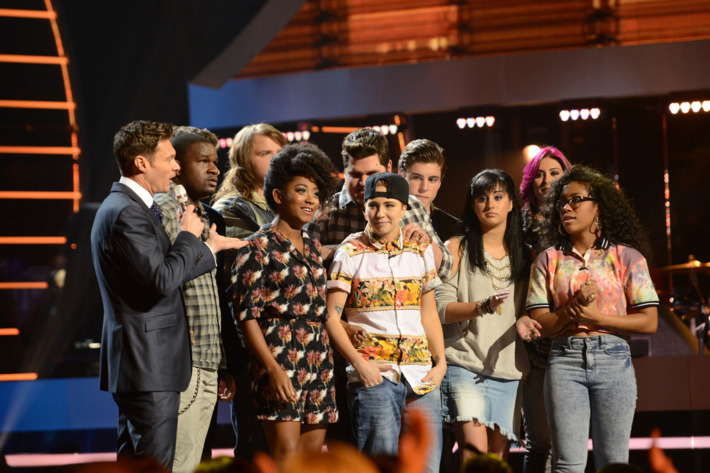 MK Nobillette (C) is eliminated on AMERICAN IDOL XIII airing Thursday, March 20