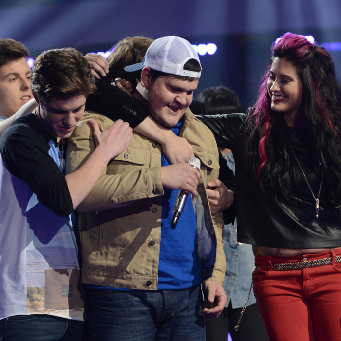 AMERICAN IDOL XIII: Dexter Roberts (Center) is elimnated on AMERICAN IDOL XIII airing Thursday, April 17 (9:00-9:30 PM ET / PT) on FOX. CR: Michael Becker / FOX. Copyright 2014 / FOX Broadcasting.