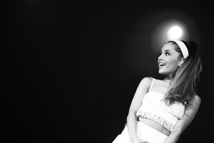 PALM SPRINGS, CA - APRIL 26: Singer Ariana Grande performs during Jeffrey Sanker Presents the 25th White Party Anniversary at Palm Springs Convention Center on April 26, 2014 in Palm Springs, California. (Photo by Vincent Sandoval/WireImage)